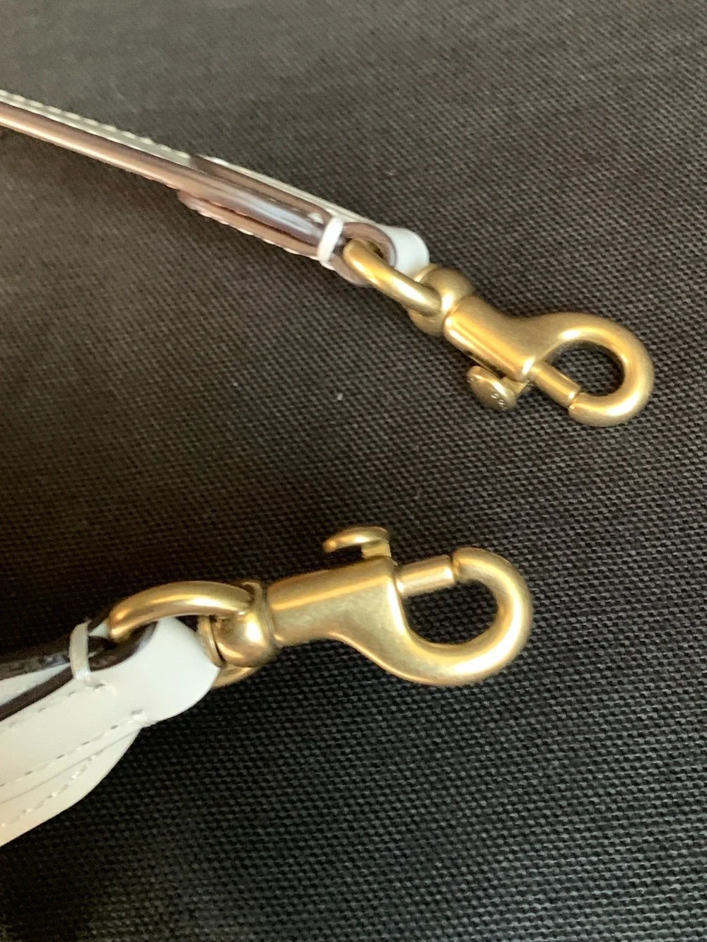 Coach White Patent Leather & Brown Leather Purse Strap w/Embossed Gold Hardware